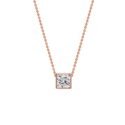 Princess Diamond Bezel Set Solitaire Pendant